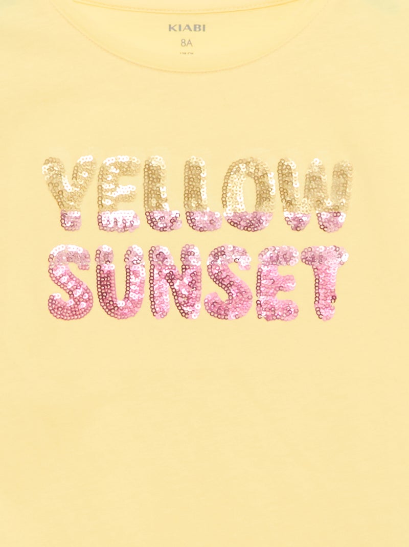 T-shirt de manga curta com animação Amarelo - Kiabi