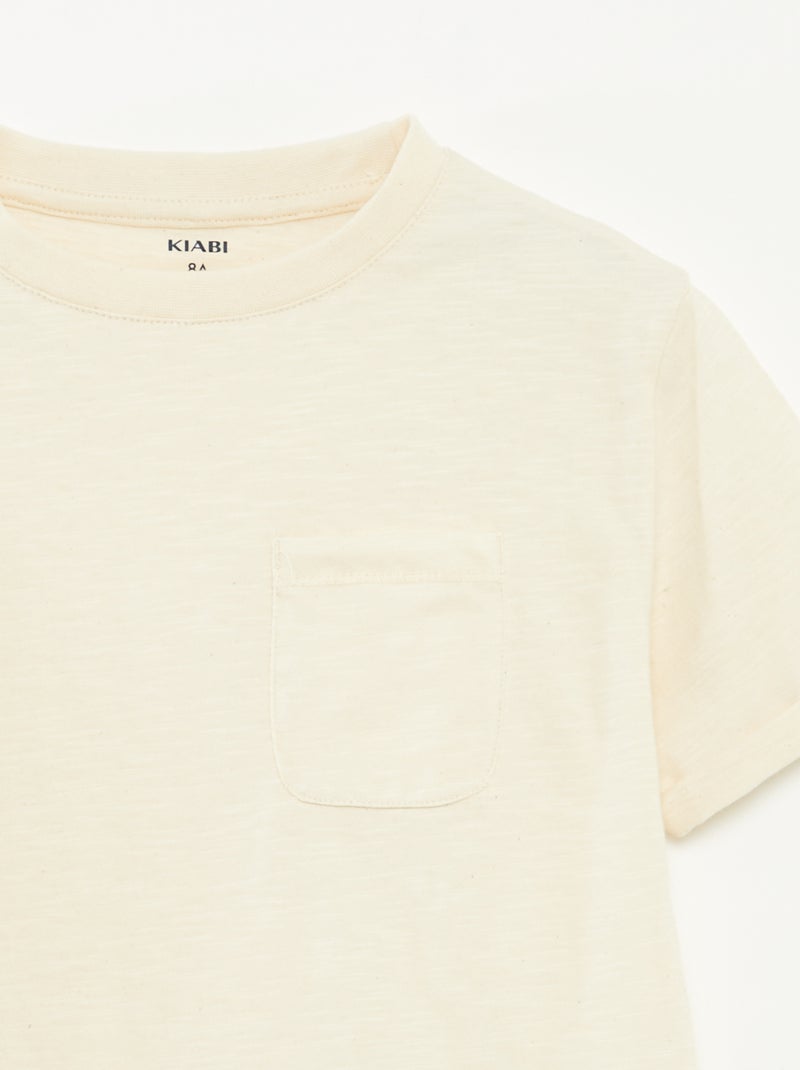T-shirt de manga curta com bolso BEGE - Kiabi