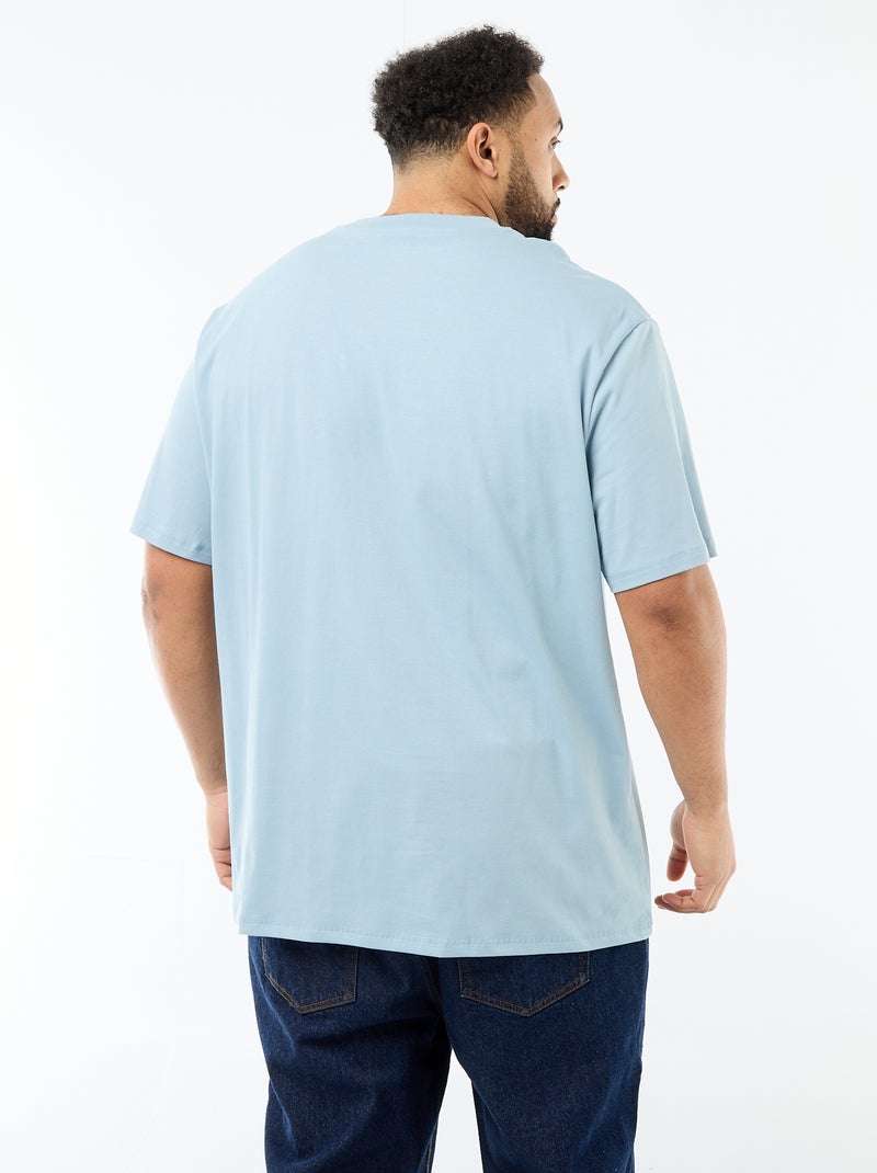 T-shirt de manga curta com bolso no peito Azul - Kiabi