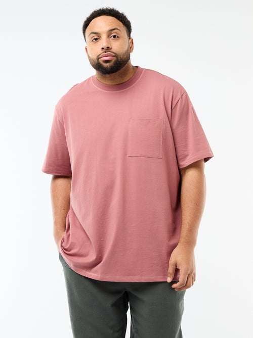 T-shirt de manga curta com bolso no peito - Kiabi