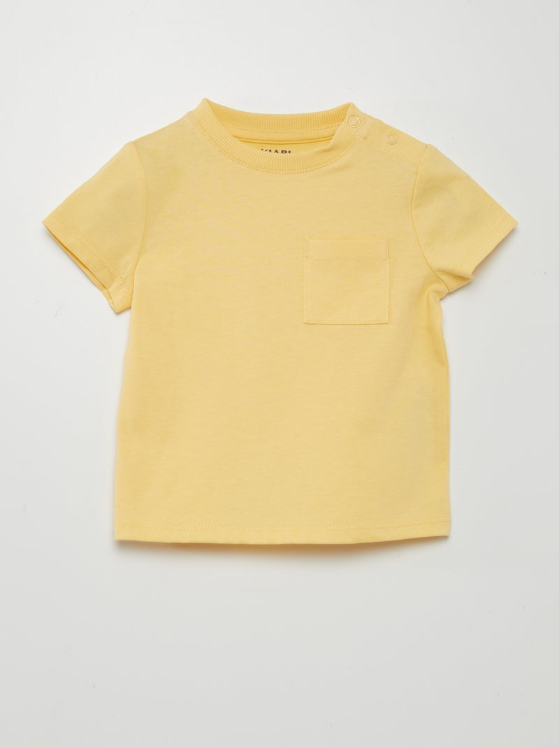 T-shirt de manga curta com bolsos AMARELO - Kiabi