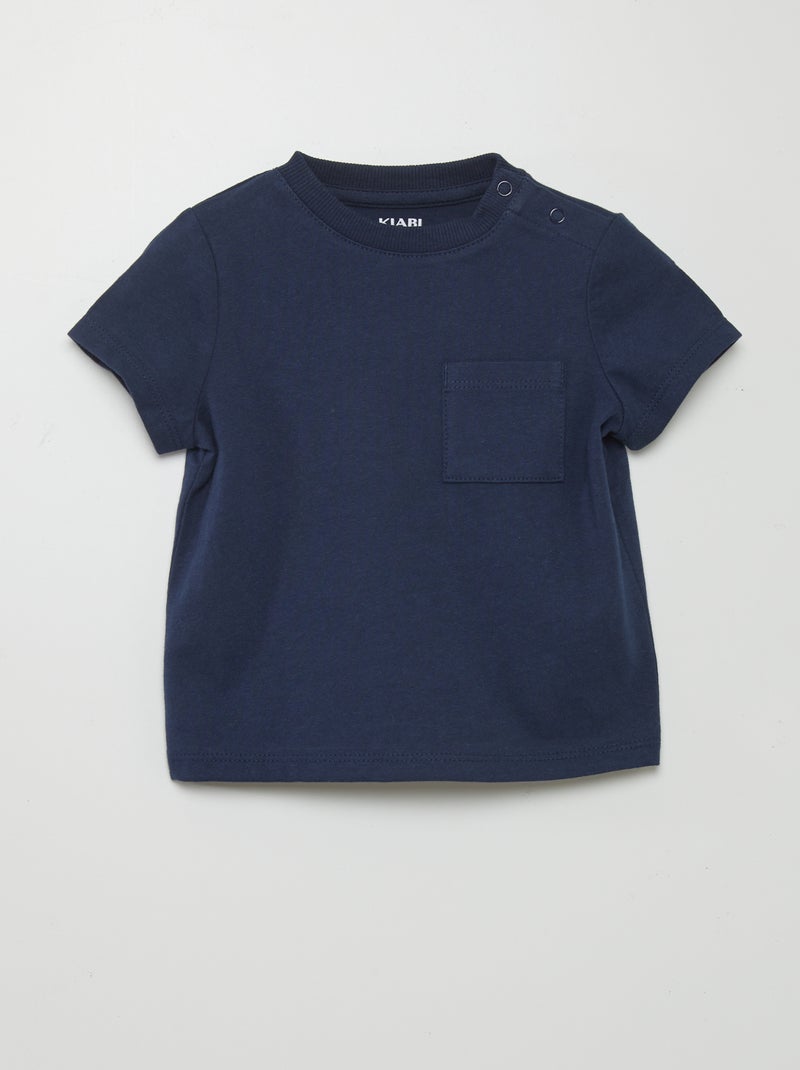 T-shirt de manga curta com bolsos Azul Preto - Kiabi