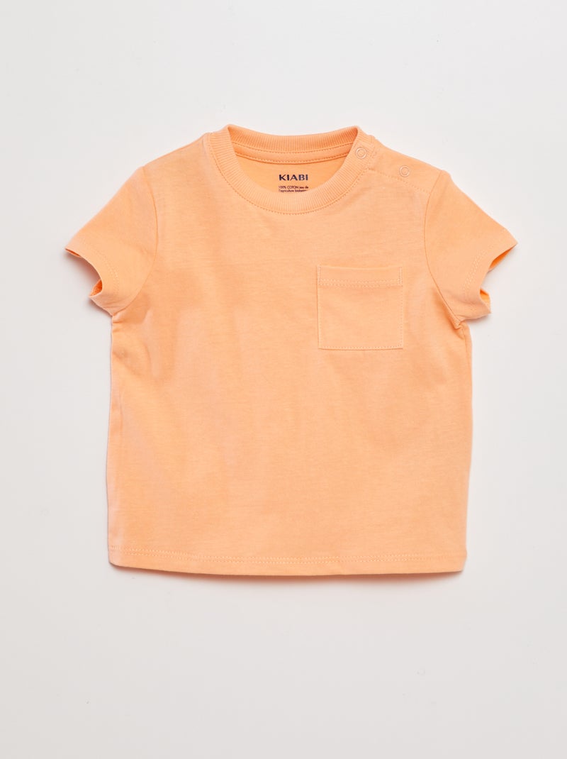 T-shirt de manga curta com bolsos LARANJA - Kiabi