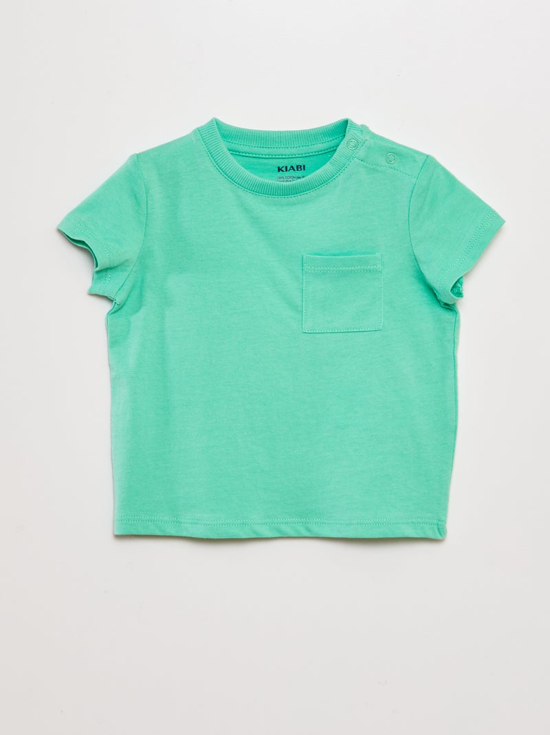 T-shirt de manga curta com bolsos VERDE - Kiabi