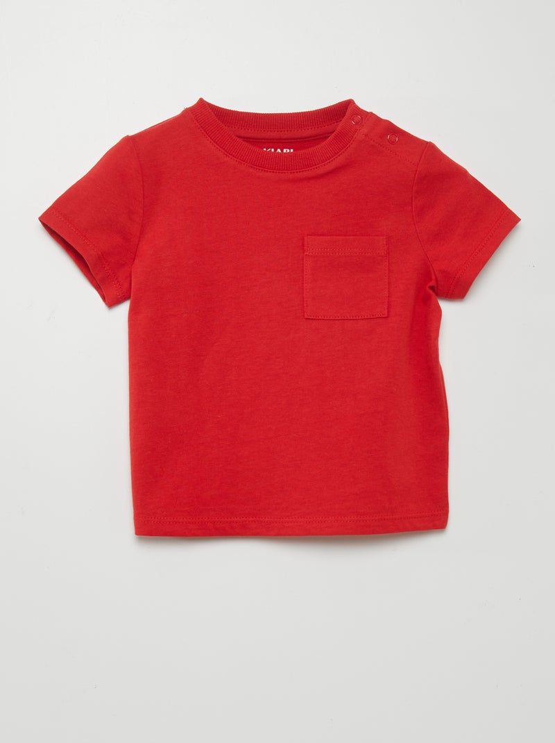 T-shirt de manga curta com bolsos VERMELHO - Kiabi