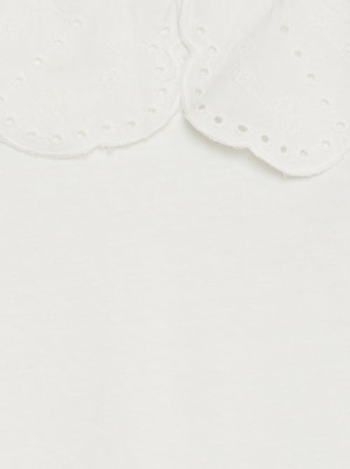 T-shirt de manga curta com bordado inglês - Kiabi