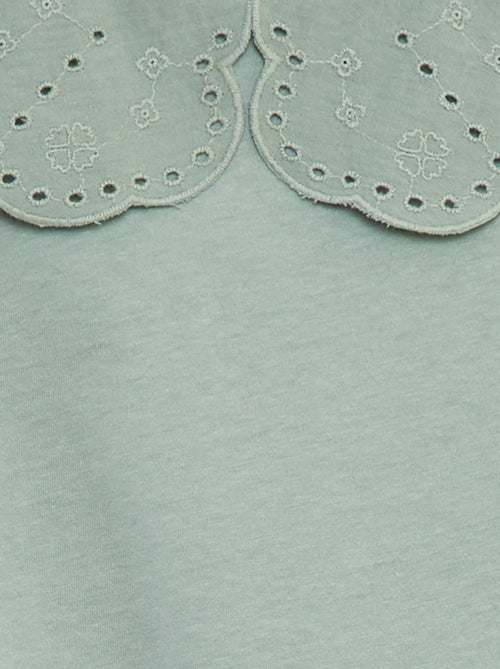 T-shirt de manga curta com bordado inglês - Kiabi