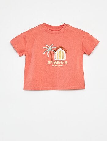 T-shirt de manga curta com bordado