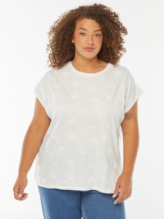 T-shirt de manga curta com bordados all-over