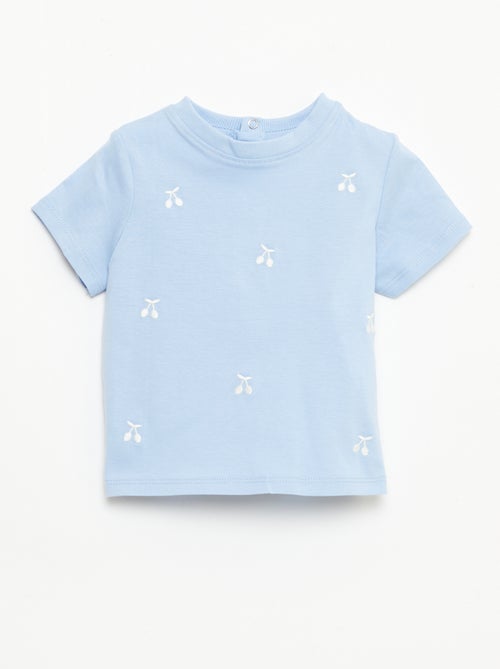 T-shirt de manga curta com bordados - Kiabi