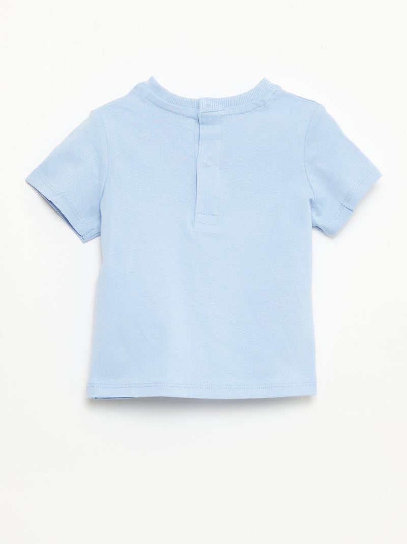 T-shirt de manga curta com bordados Azul - Kiabi