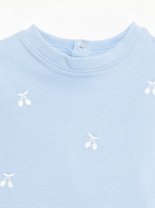 T-shirt de manga curta com bordados - Kiabi