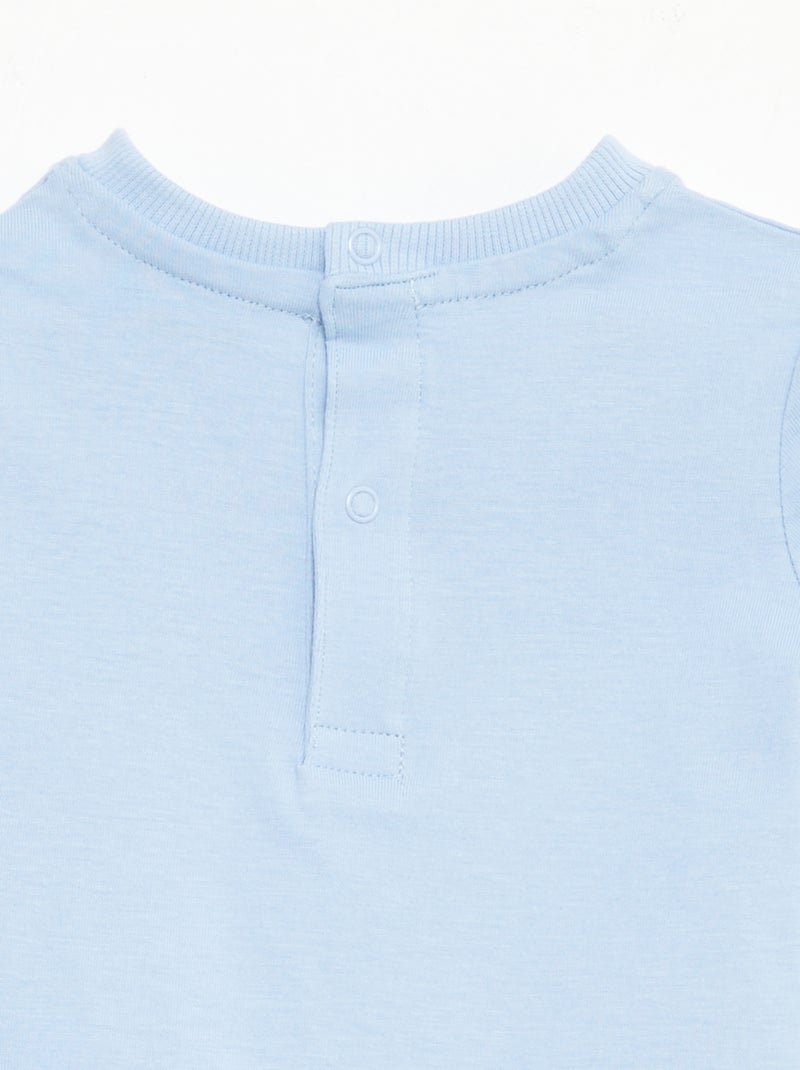 T-shirt de manga curta com bordados Azul - Kiabi
