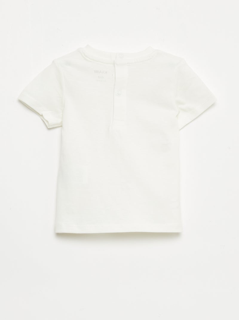 T-shirt de manga curta com bordados Branco - Kiabi