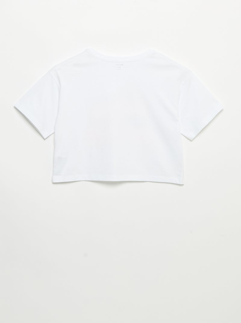 T-shirt de manga curta com bordados Branco - Kiabi