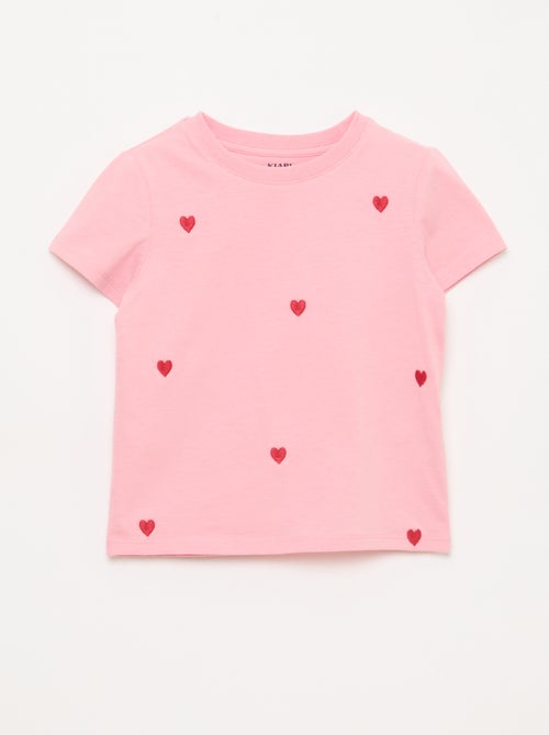 T-shirt de manga curta com bordados - Kiabi