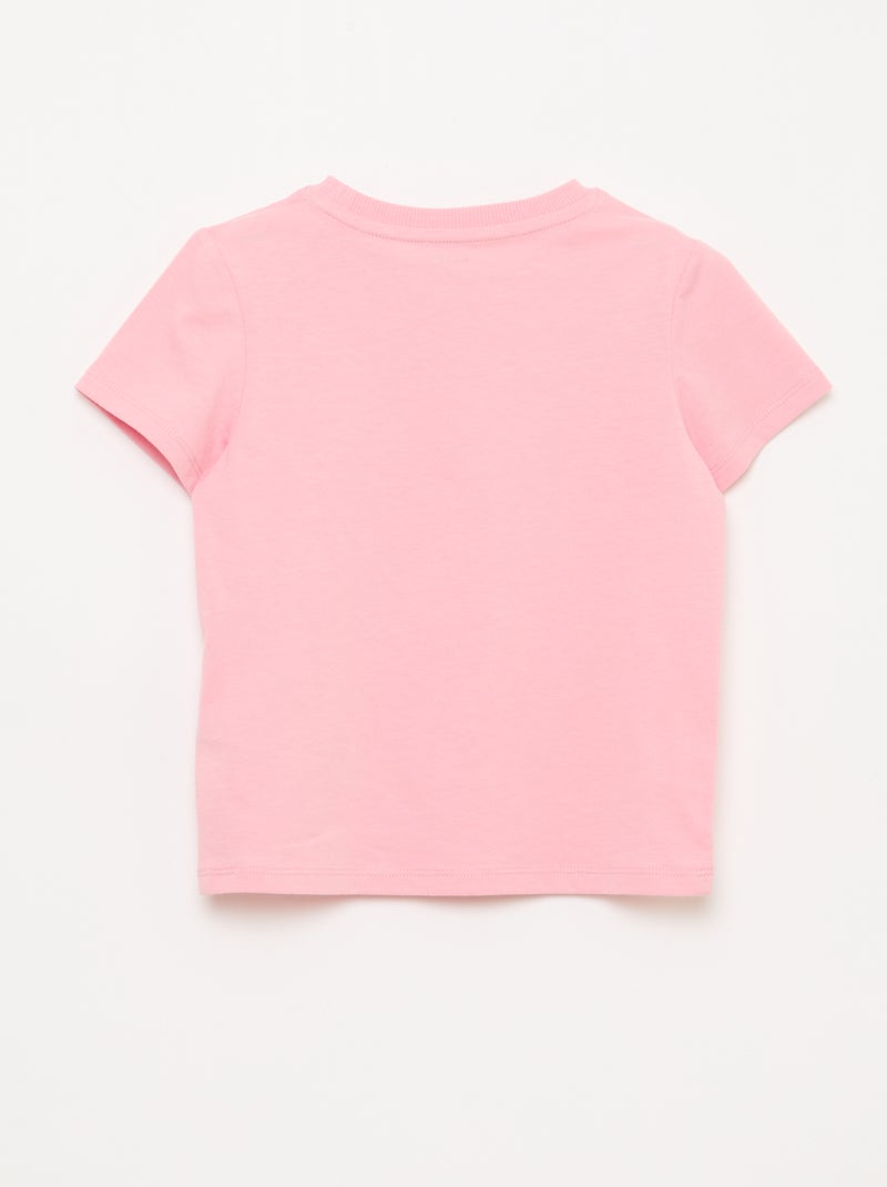 T-shirt de manga curta com bordados Rosa - Kiabi