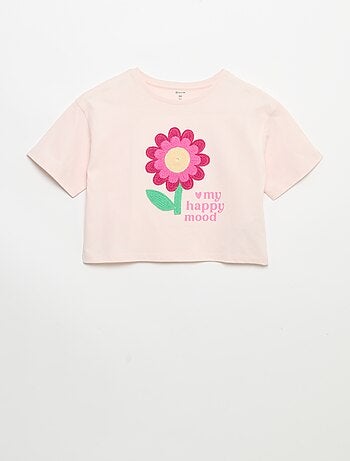 T-shirt de manga curta com bordados