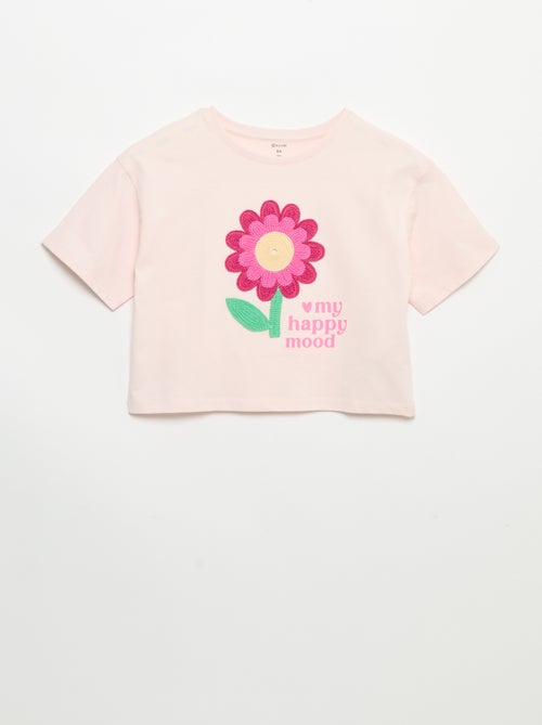 T-shirt de manga curta com bordados - Kiabi