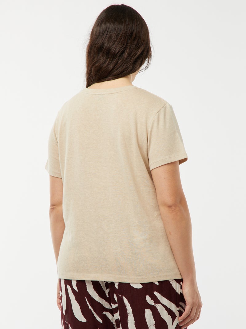 T-shirt de manga curta com bordados 'santiags' BEGE - Kiabi