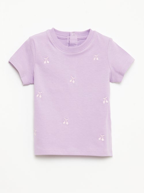 T-shirt de manga curta com bordados - Kiabi