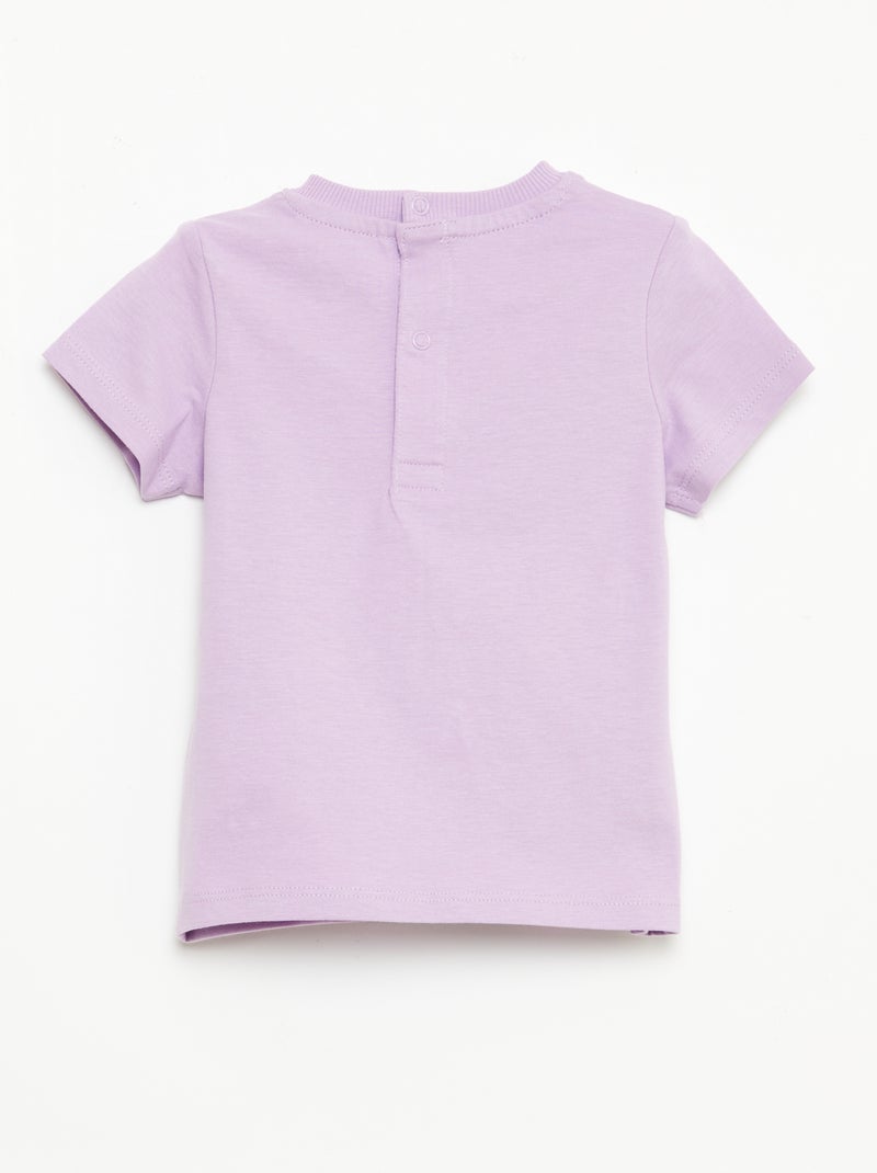 T-shirt de manga curta com bordados Violeta - Kiabi