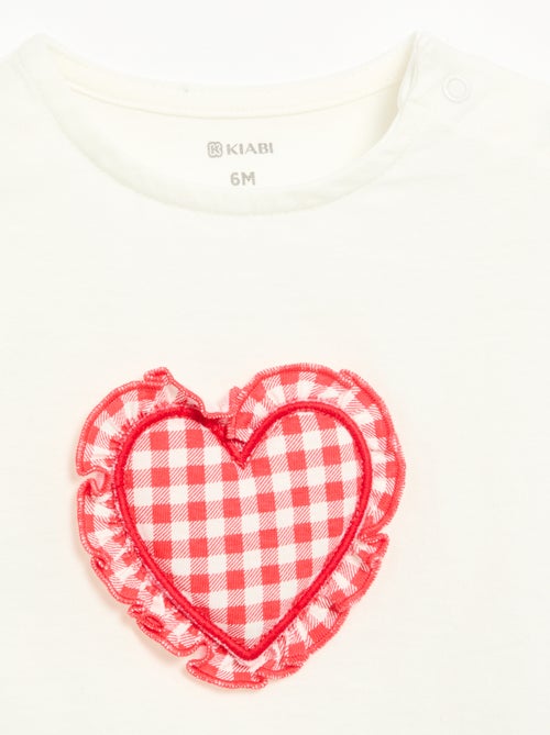 T-shirt de manga curta com coração cosido - Kiabi T-shirt de manga curta com coração cosido - Kiabi