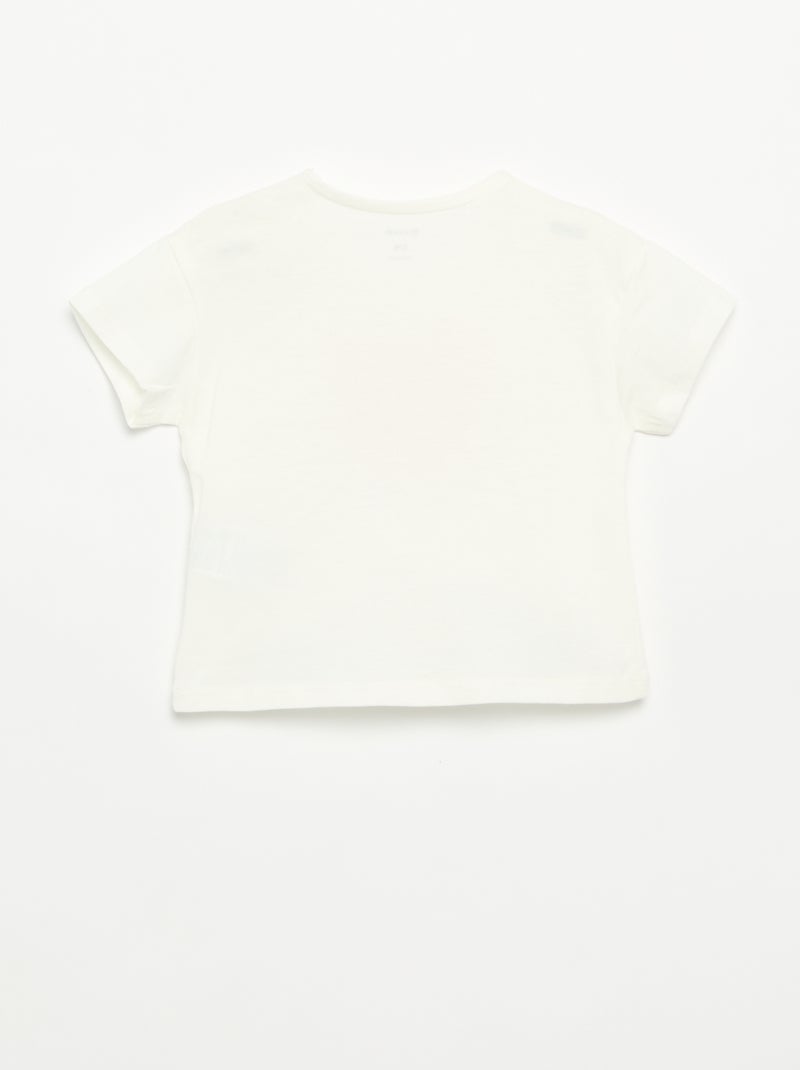 T-shirt de manga curta com coração cosido Branco - Kiabi