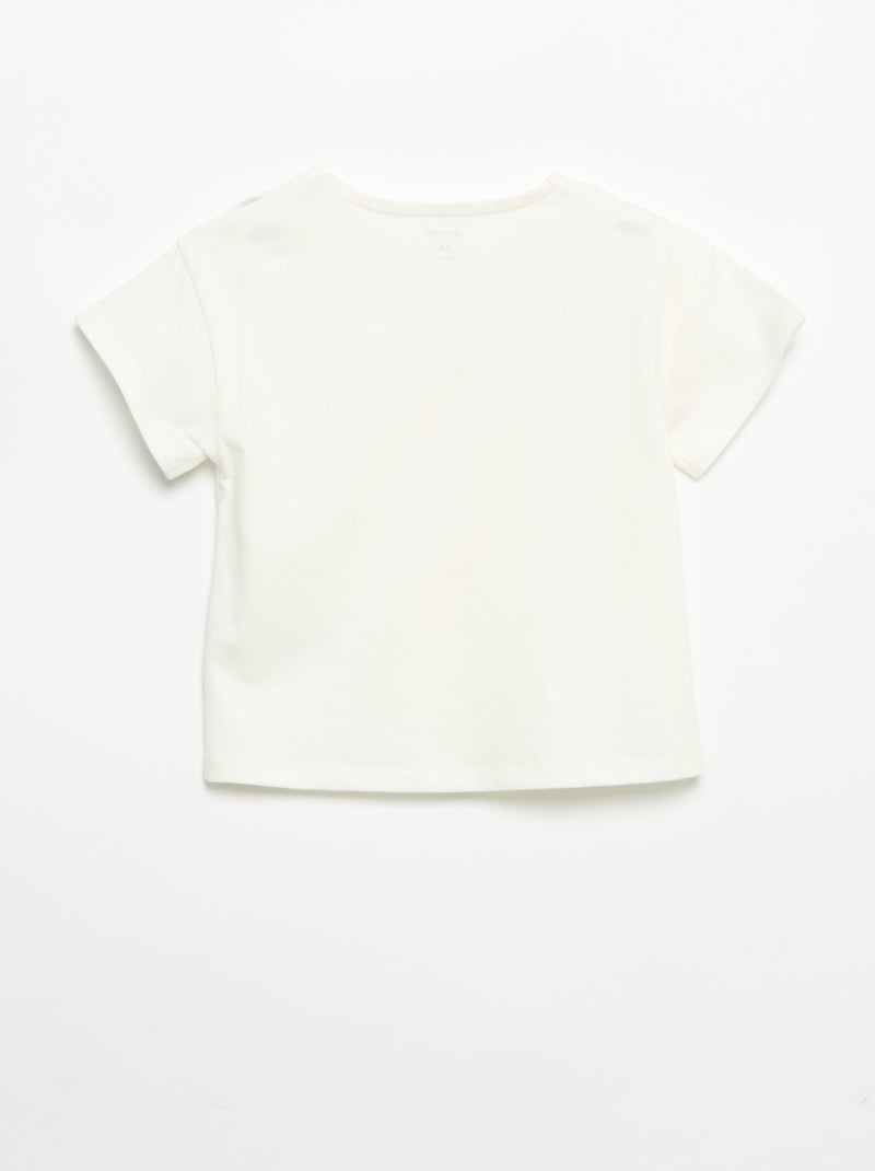 T-shirt de manga curta com coração cosido Branco - Kiabi