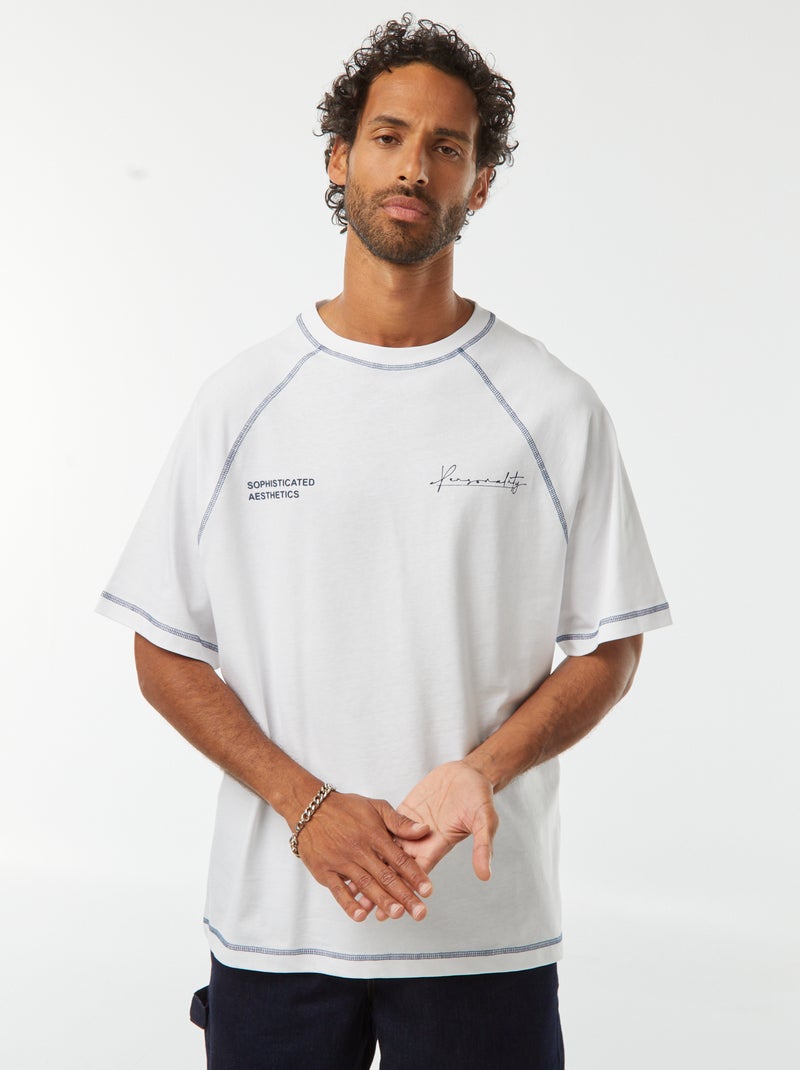 T-shirt de manga curta com corte oversize Branco - Kiabi