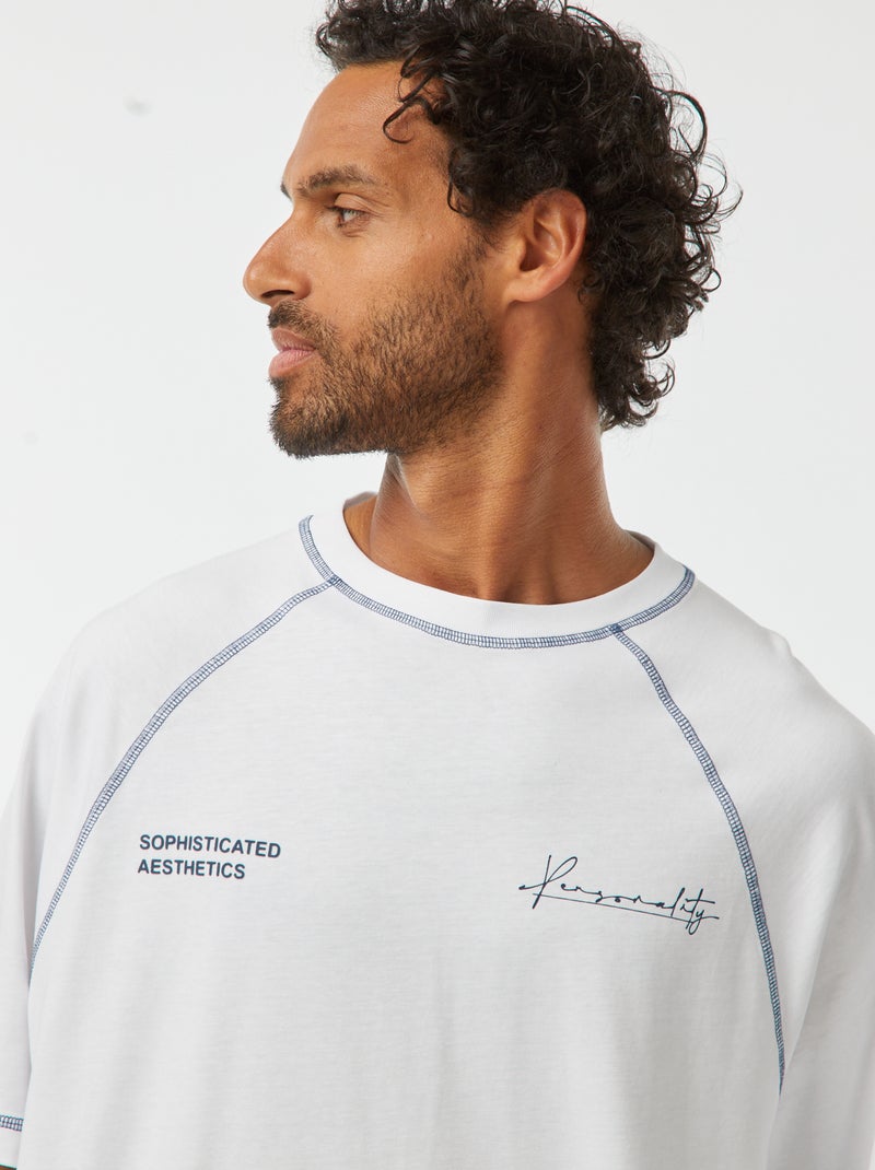 T-shirt de manga curta com corte oversize Branco - Kiabi