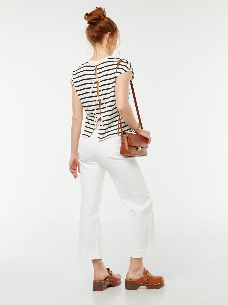 T-shirt de manga curta com costas abertas AZUL - Kiabi