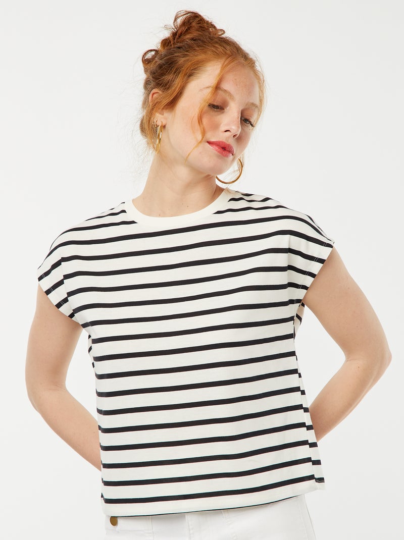 T-shirt de manga curta com costas abertas AZUL - Kiabi