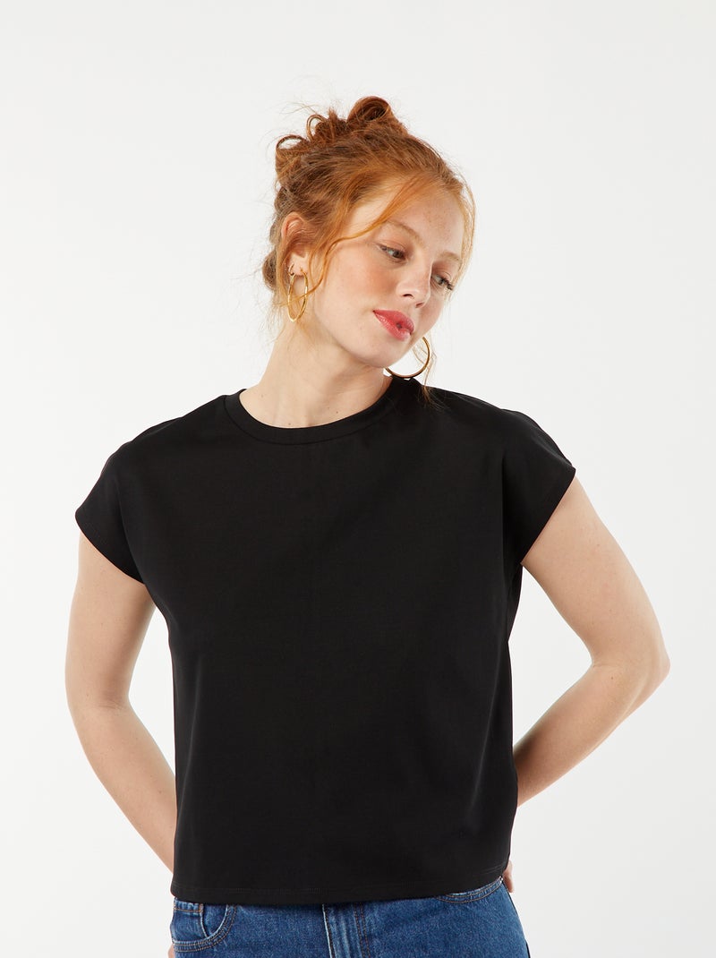 T-shirt de manga curta com costas abertas Preto - Kiabi
