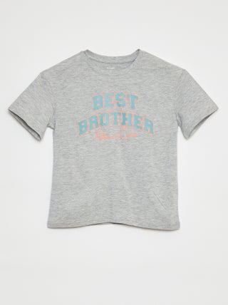 T-shirt de manga curta com desenho Brother