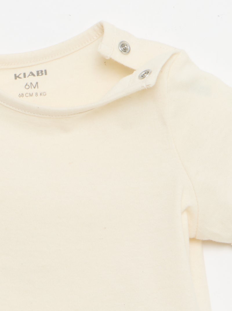 T-shirt de manga curta com detalhes em croché Branco - Kiabi