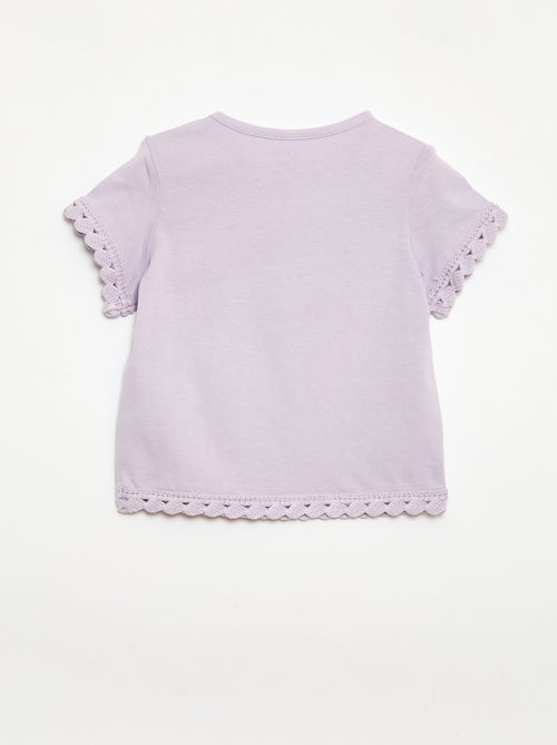 T-shirt de manga curta com detalhes em croché - Kiabi