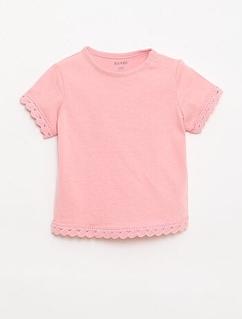 T-shirt de manga curta com detalhes em croché