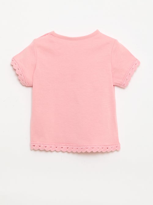 T-shirt de manga curta com detalhes em croché - Kiabi