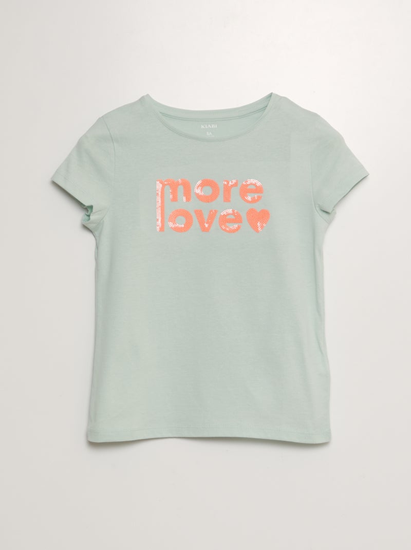 T-shirt de manga curta com estampa AZUL - Kiabi