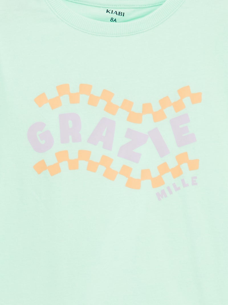 T-shirt de manga curta com estampa AZUL - Kiabi