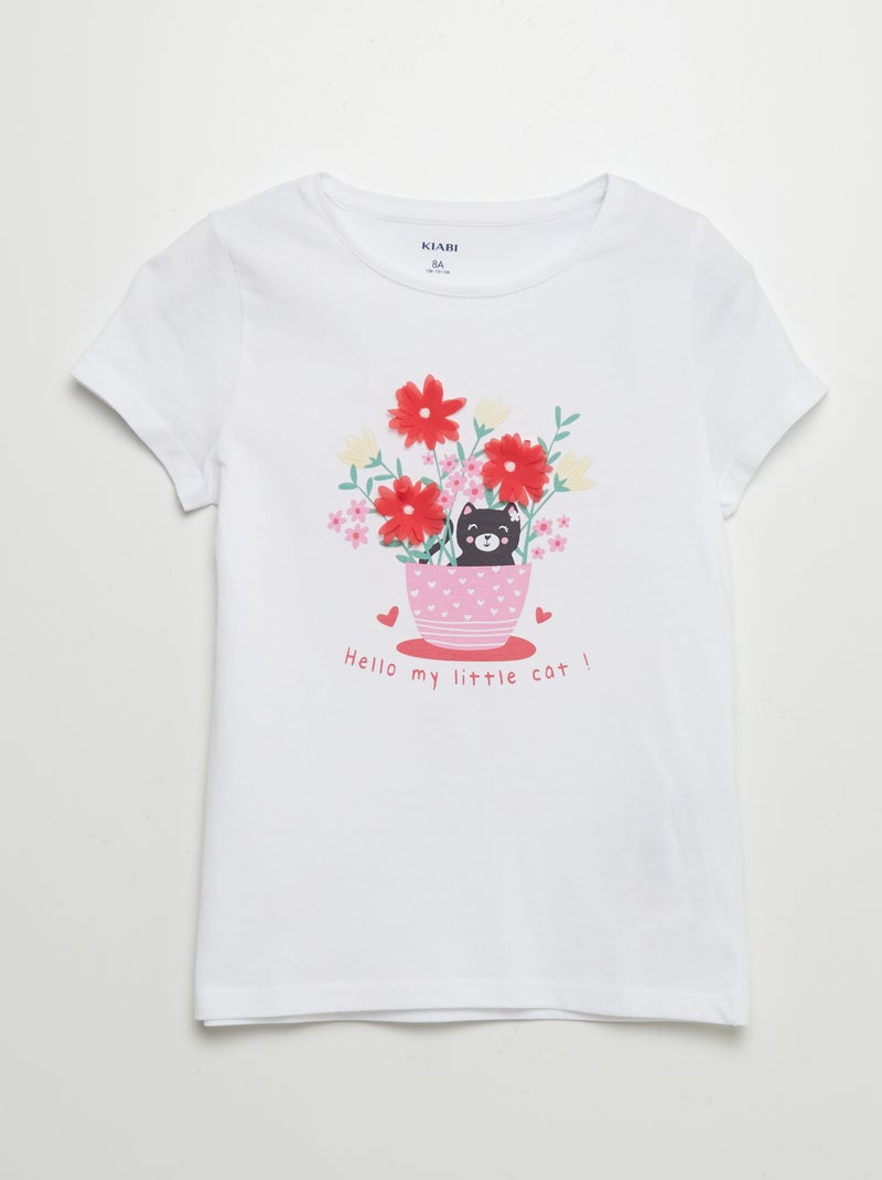 T-shirt de manga curta com estampa BEGE - Kiabi