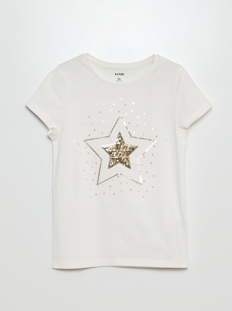 T-shirt de manga curta com estampa BEGE - Kiabi