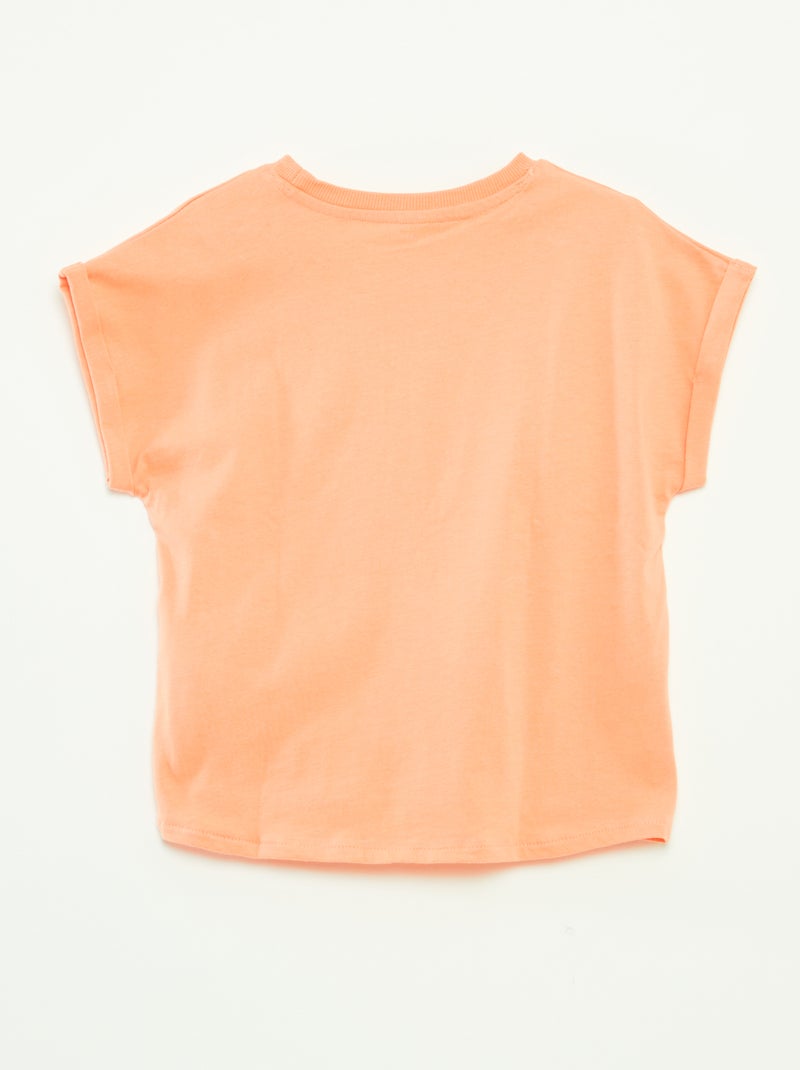 T-shirt de manga curta com estampa LARANJA - Kiabi