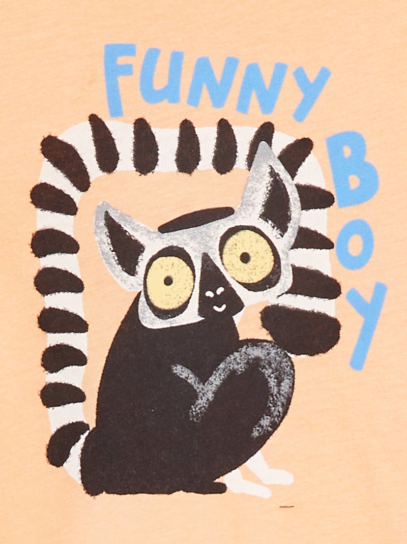 T-shirt de manga curta com estampa LARANJA - Kiabi