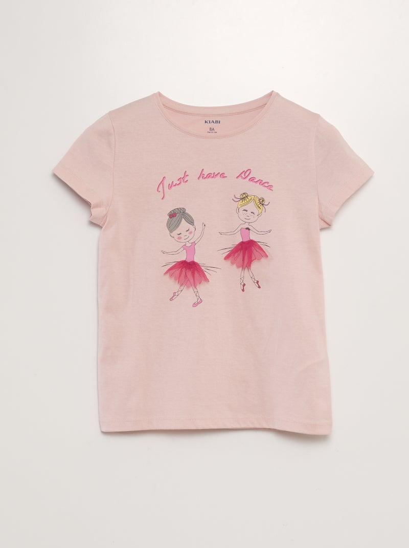 T-shirt de manga curta com estampa ROSA - Kiabi