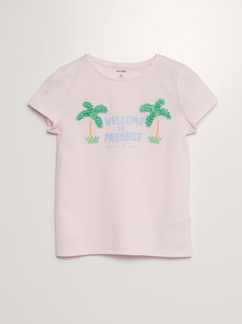 T-shirt de manga curta com estampa ROSA - Kiabi