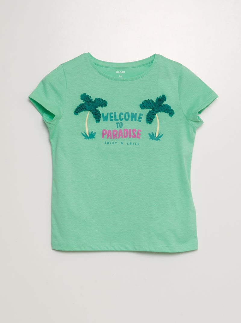 T-shirt de manga curta com estampa VERDE - Kiabi