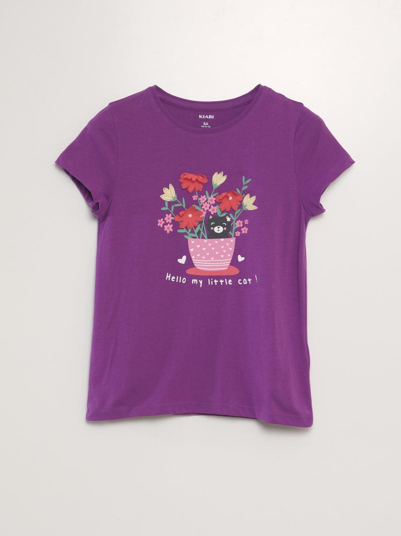 T-shirt de manga curta com estampa VIOLETA - Kiabi