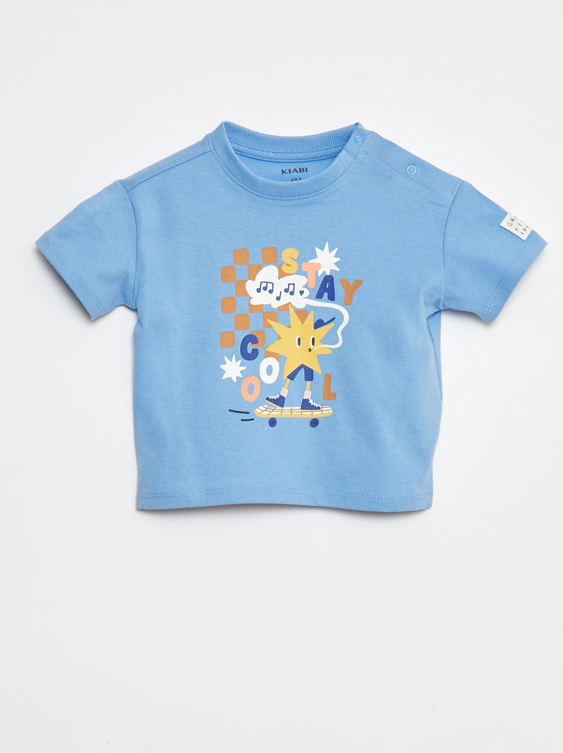 T-shirt de manga curta com estampado - Grafik Edition Azul - Kiabi